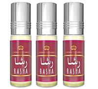 Set de 3 Almizcle Musc RASHA Al Rehab 6ML Perfumes de Mujer Perfumes Hombre Attar Perfume Sin Alcohol 100% de Aceite Almizcle Oud Roll on, NOTAS: Rosa, Floral, Flores Blancas, Ambar, Picante