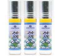 Set de 3 Almizcle Musk JASMIN Al Rehab 6ML Perfumes de Mujer Perfumes Hombre Attar Perfume Sin Alcohol 100% de Aceite Almizcle Oud Roll on, NOTAS: Flores Blancas, Florales, Almizcladas, Polvorientas