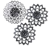 Set de 3 Apliques Flores de melamina en Plateado 25cm