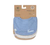 Set de 3 baberos de algodón azul/gris/beige – personalizable | Lässig – Trama