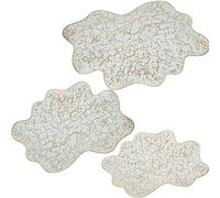 Set de 3 bandejas con Formas Irregulares de Metal Dorado y Blanco 7x60x45 cm