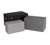 Set de 3 baules de Tejido y MDF en Crudo, Gris Claro y Gris Oscuro