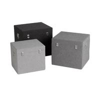 Set de 3 baules de Tejido y MDF en Crudo, Gris Claro y Gris Oscuro