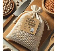 Set de 3 Bolsas de Red de Malla Reutilizables para Cocer Garbanzos, Alubias, Legumbres y Verduras (0.5kg, 1kg, 2kg) - Algodón Natural Sin BPA, Lavables - Ideales para Cocidos, Caldos e Infusiones.