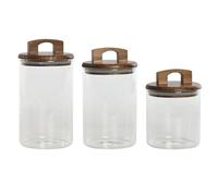 Set de 3 Botes Home ESPRIT Marrón Transparente Acacia Vidrio de Borosilicato 650 ml 900 ml 1 L 3 Piezas - Marca: Home ESPRIT - EAN: 8424002125882