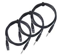 Set de 3 cables Pronomic XFJ-2.5 XLR a Jack (cable de micrófono no balanceado, longitud 2,5 m, resistente a ácidos y aceites, alivio de tensión con prensaestopas) negro
