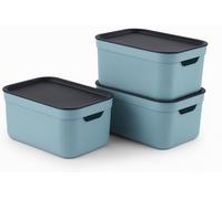 Set de 3 cajas decorativas con tapa A5 JIVE, color turquesa