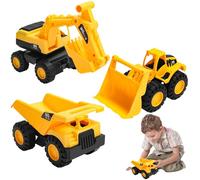 Set de 3 Camiones de Construcción de Juguete - Incluye Excavadora, Volquete y Pala Cargadora - Juguete Educativo y Sensorial para Niños y Niñas de 3 a 5 Años - Regalo Ideal de Cumpleaños y Navidad