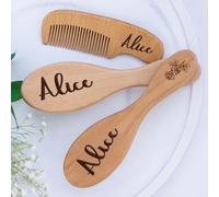 Set De 3 Cepillos Personalizados Con La Flor Del Mes De Nacimiento, Cepillo Y Peine De Madera Personalizados Para Recién Nacidos, Regalos De Cumpleaños Para Bebés