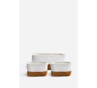 Set de 3 Cestas Organizadoras de Tela Acanalada Bicolor - COLOR: MARRÓN