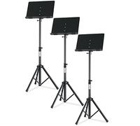 Set de 3 Classic Cantabile OST-350 Atril 2 en 1 - usable como atril y como atril de mesa o soporte para libros - Atril de orquesta con repisa cerrada - Atril de lectura de metal - negro