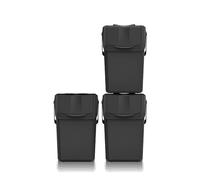 Set De 3 Cubos De Basura Keden Sortibox 100% Plástico Reciclado, Negro, 75l