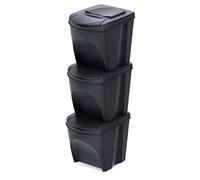 Set de 3 cubos de basura KEDEN SORTIBOX papelera reciclaje, antracita ECO, volumen 3x25L