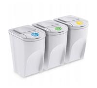 Prosperplast Papeleras de reciclaje SORTIBOX KEDEN – 3x35 L, blanco roto