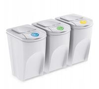Set de 3 cubos de basura KEDEN SORTIBOX papelera reciclaje, blanco roto, volumen 3x35L