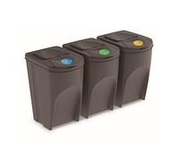Set de 3 cubos de basura KEDEN SORTIBOX papelera reciclaje, gris, volumen 3x35L