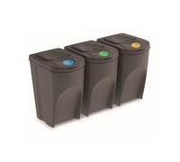 Prosperplast Set de 3 cubos de basura KEDEN SORTIBOX reciclaje gris 3x35L