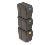 Set de 3 cubos de basura KEDEN SORTIBOX para reciclado, gris, volumen 3x20L