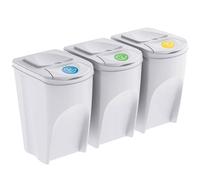 Set de 3 cubos de basura-papelera reciclaje, blanco roto, 3x 35L