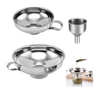 Set de 3 Embudos de Acero Inoxidable (15/10,7/3,8 cm) - Embudos de Cocina para Transferir Líquidos, Polvos, Vino, Aceite, Legumbres y Mermelada