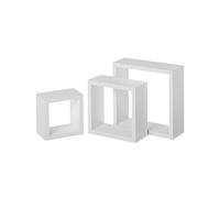 LOLAhome Set de 3 Estantes Cubo Pequeños de Madera MDF Blancos/Capacidad 5 kg / 2 Tamaños Disponibles/Incluye herrajes de Pared/Estantes Flotantes con 3 Medidas 25, 20 y 15 cm