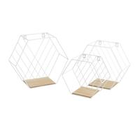 Set de 3 estantes de Pared de Metal y MDF en Blanco