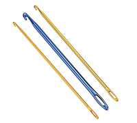 Set de 3 Ganchos de Ganchillo Tunecino y Afgano de Aluminio, 2,75 mm, 4 mm, 6 mm, con Ojo para Hilo