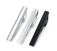 Set de 3 Honey Bear Clip Pasador de corbata Pisacorbatas 4cm, para hombre/chicos estrecho corbata delgada, acero inoxidable, negocio boda git,plata negro (4cm para corbata estrecha sin caja)