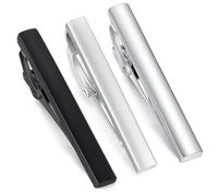 Set de 3 Honey Bear Clip Pasador de corbata Pisacorbatas 4cm, para hombre/chicos estrecho corbata delgada, acero inoxidable, negocio boda git,plata negro (4cm para corbata estrecha con caja)