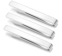 Set de 3 Honey Bear Clip Pasador de corbata Pisacorbatas 5.4cm, para hombre corbata de tamaño normal negocio boda git (Espesar Plata brillante 5.4cm Con caja)