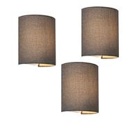 Set de 3 lámparas de pared brüssel modernas 1x e27 60 w textil de lino 20 x 18 x 13 cm - gris [lux.pro]