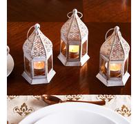 Set De 3 Linternas Con Vela Portavelas Teelicht Decoración Jardín Oriental