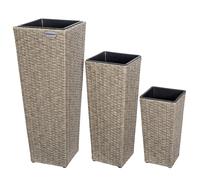 Set de 3 macetas de poliratán crema