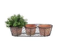 Set De 3 Macetas Terracota Esschert Design Ovaladas En Cesta De Acero