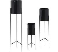 Set de 3 maceteros de Metal con Patas en Negro 93x21x21 cm