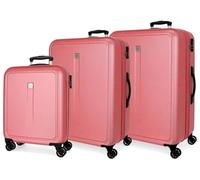 Roll Road Camboya Juegos de maletas Rosa 55/68/78 cms Rígida ABS Cierre de combinación lateral 217L 10,84 kgs 4 Ruedas dobles equipaje mano