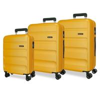 Set de 3 Maletas de Viaje ROLL ROAD Flex Amarillas (55/65/75cm - 35/56/91L)