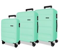 Set de 3 Maletas de Viaje ROLL ROAD Flex Verde Claro (55/65/75cm - 35/56/91L)