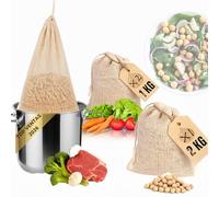 Set de 3 Malla Para Cocer Garbanzos y Legumbres. Bolsas Para Cocinar Carne o Verduras. Mallas De Cocción para cocidos y pucheros. Red Cocina. 2 Mallas Algodón Reutilizables De 1 Kg y 1 Malla De 2 Kg
