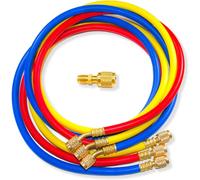 Set de 3 Mangueras Recarga de gas refrigerante AC + Adaptador GOLDMAN SERVICE