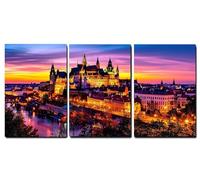 Set de 3 Marco de Madera Cuadros Decoracion Salon Modernos Ciudad Cuadros Decorativos, Paisaje Impresiones Sobre Lienzo posters Decorativos, Dormitorio Hogar Cocina Decoracion Pared 20x30cm,-f47b