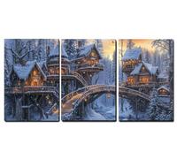 Set de 3 Marco de Madera Cuadros Decoracion Salon Modernos Invierno Cuadros Decorativos, Selva Impresiones Sobre Lienzo posters Decorativos, Dormitorio Hogar Cocina Decoracion Pared 45x70cm,-f656b