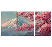 Set de 3 Marco de Madera Cuadros Decoracion Salon Modernos Japón Cuadros Decorativos, Monte Fuji Impresiones Sobre Lienzo posters Decorativos, Dormitorio Hogar Cocina Decoracion Pared 55x80cm,-f106b