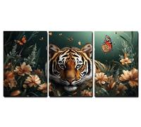 Set de 3 Marco de Madera Cuadros Decoracion Salon Modernos Tigre Cuadros Decorativos, Animal Impresiones Sobre Lienzo posters Decorativos, Salon Dormitorio Hogar Cocina Decoracion Pared 35x50cm,-f517b