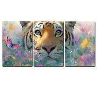 Set de 3 Marco de Madera Cuadros Decoracion Salon Modernos Tigre Cuadros Decorativos, Animal Impresiones Sobre Lienzo posters Decorativos, Salon Dormitorio Hogar Cocina Decoracion Pared 35x50cm,-f111b