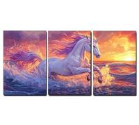 Set de 3 Marco de Madera Cuadros Decoracion Salon Modernos Unicornio Cuadros Decorativos, Océano Impresiones Sobre Lienzo posters Decorativos, Dormitorio Hogar Cocina Decoracion Pared 45x70cm,-f658b