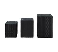 Set de 3 mesitas auxiliares de jardín palermo ratán sintético negro