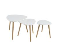 Set de 3 mesitas Nido de Madera MDF nórdicas Blancas y Natural - LOLAhome