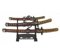 Set de 3 mini katanas tole10 imperial de diferentes tamaños, mango de