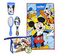 ARTESANÍA CERDÁ Set de 3 piezas Mickey Mouse Disney: toalla, cepillo y vaso sin PVC
